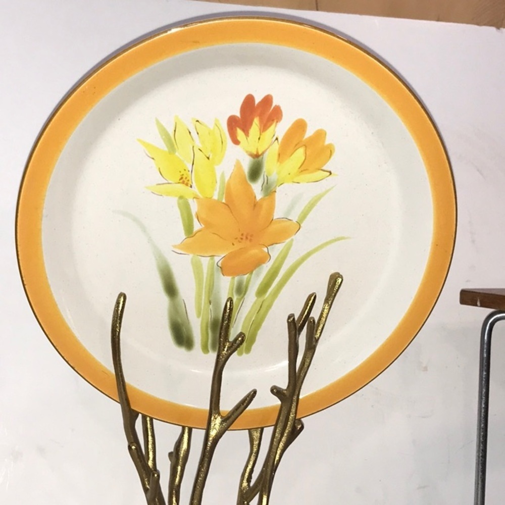 Endura Stoneware Platter Dinner Ware Orange Tiger Lillies Hand Painted Korea